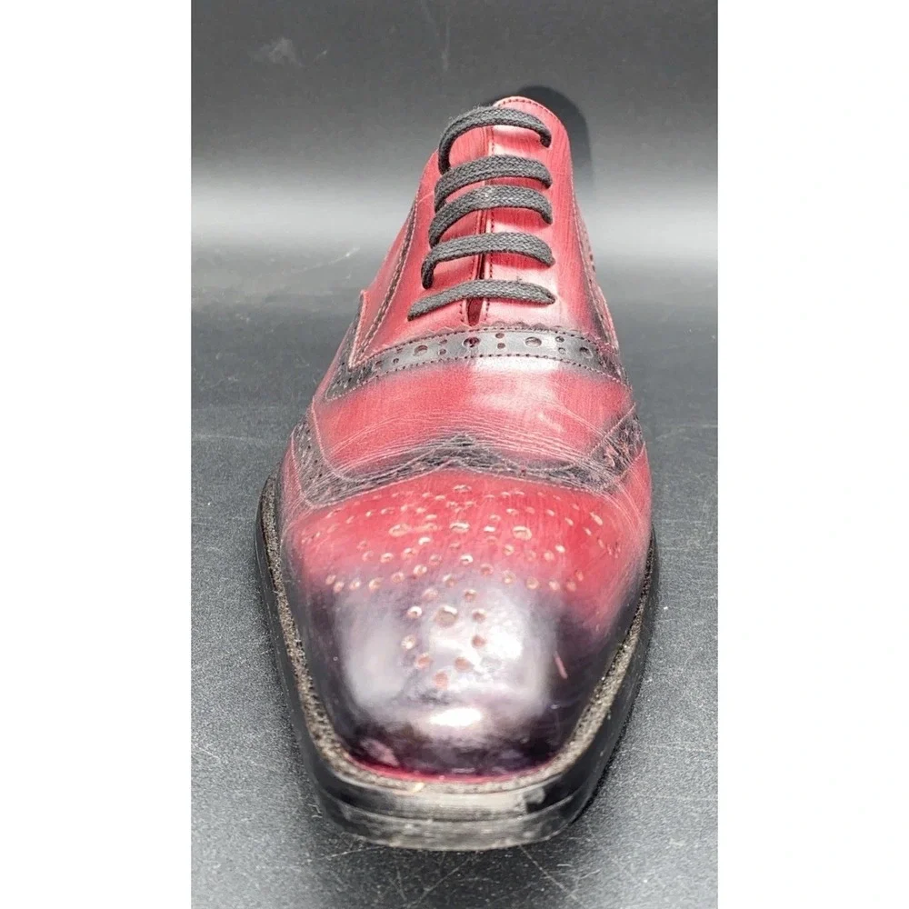 Encore by Fiesso red‎ and black leather wingtip brogue Oxford shoes 42